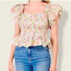 Anthropologie Love the Label Smocked Bodice Tank Size XS